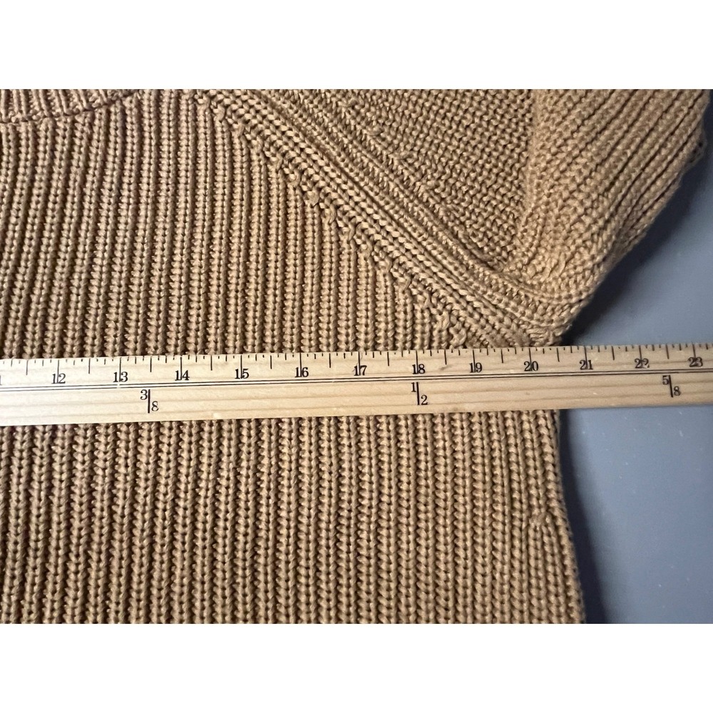 Quince 100% Organic Cotton Fisherman Crew Sweater Camel Brown Size L CGC01-5708 - Picture 9 of 11